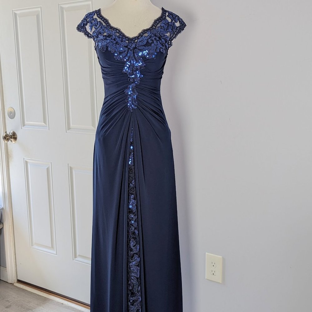 JADE Couture Blue Maxi Gown Dress Sz 2 - Picture 3 of 8